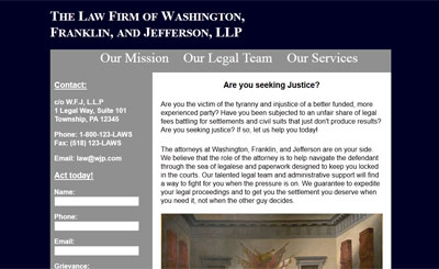 Mock Up for a Fake Law Firm